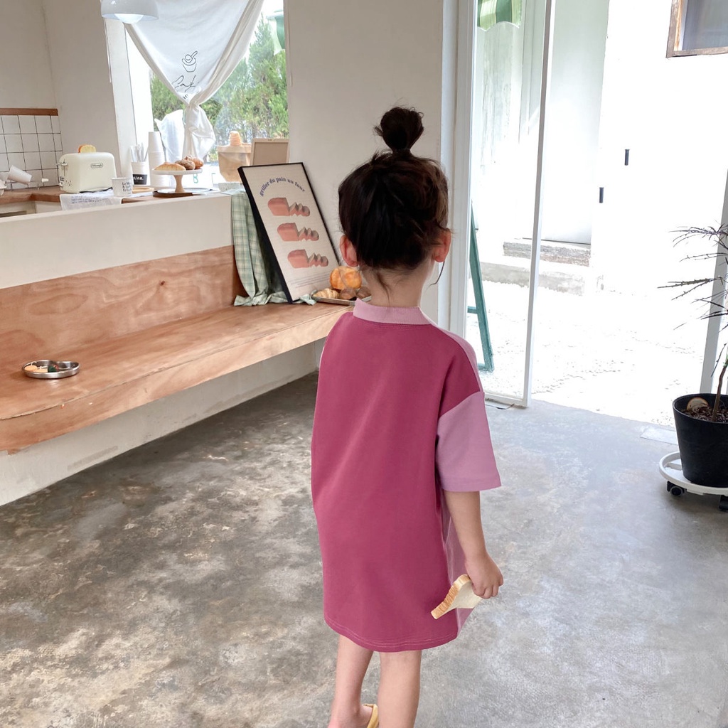 Đầm Thun Polo Màu Sắc Ngọt Ngào Phong Cách Hàn Quốc Thời Trang Mùa Hè Cho Bé Gái