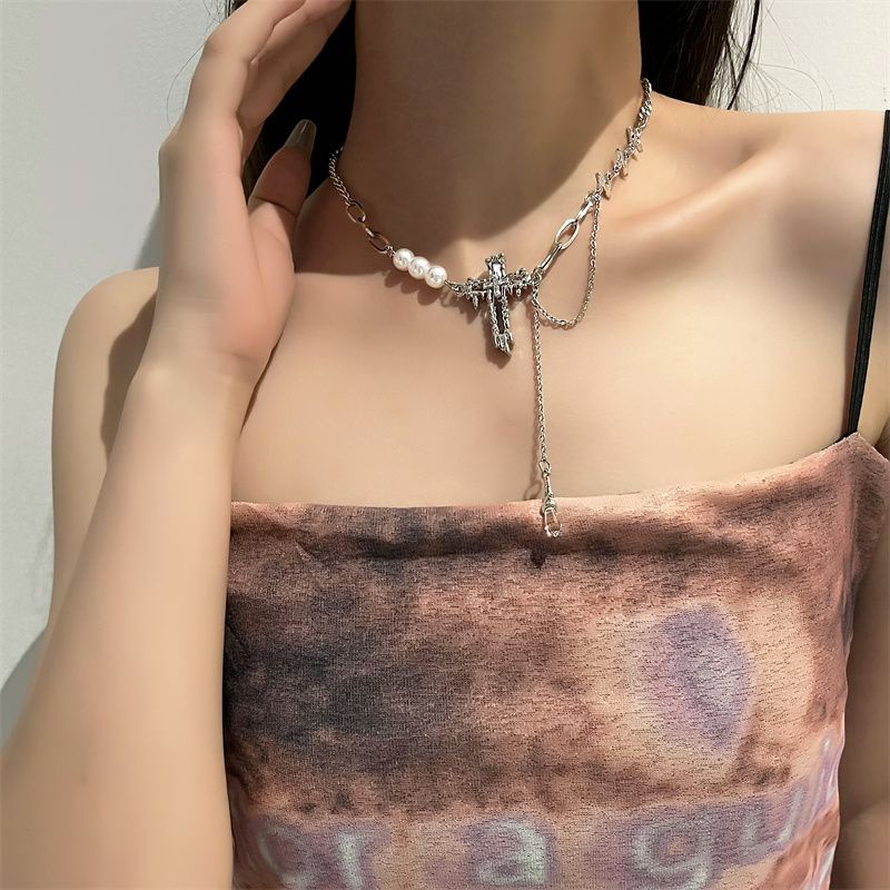 Dây Chuyền Mặt Đá Zircon Hình Giọt Nước Màu Hồng Phong Cách Hip Hop Cho Nữ