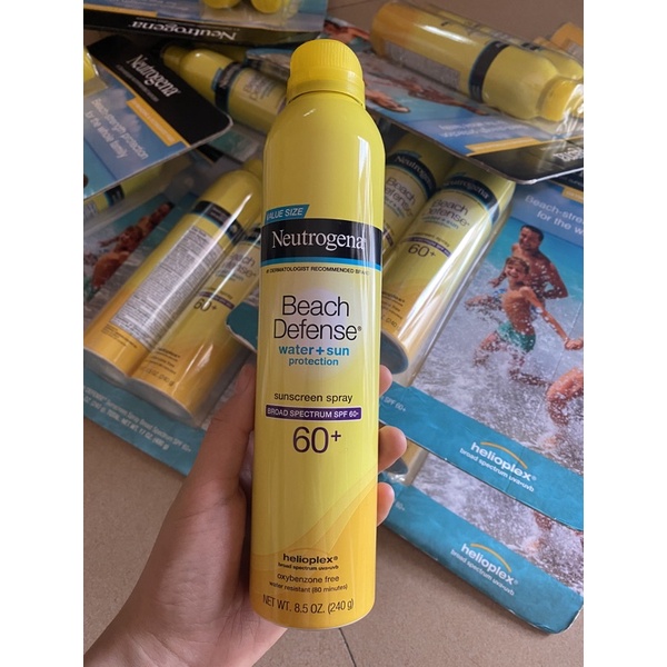 Xịt chống nắng Neutrogena Beach Defense Sunscreen Spay Broad Spectrum SPF 60+ 240g