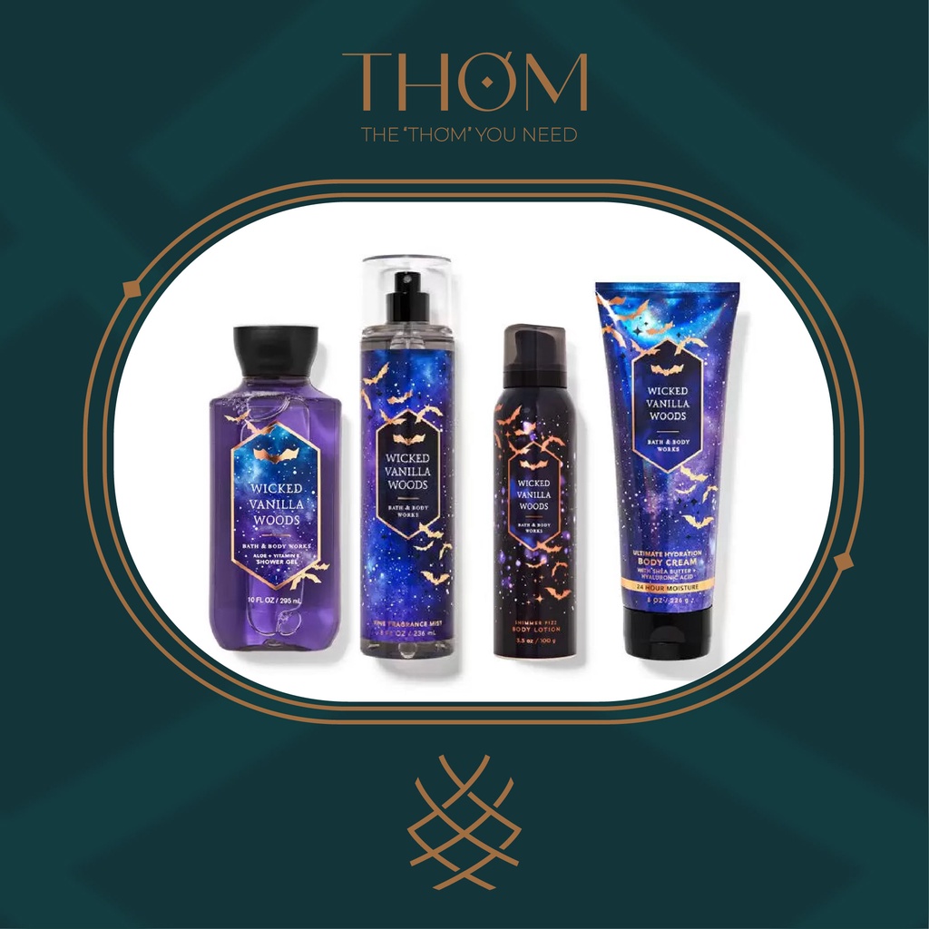 [HALLOWEEN] WICKED VANILLA WOODS | SẢN PHẨM TẮM DƯỠNG XỊT THƠM TOÀN TH N BATH &amp; BODY WORKS