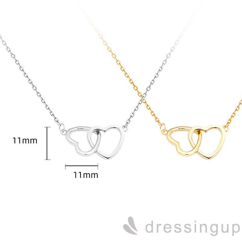 Dây chuyền xương quai xanh mặt trái tim đôi màu trơn cho bạn gái