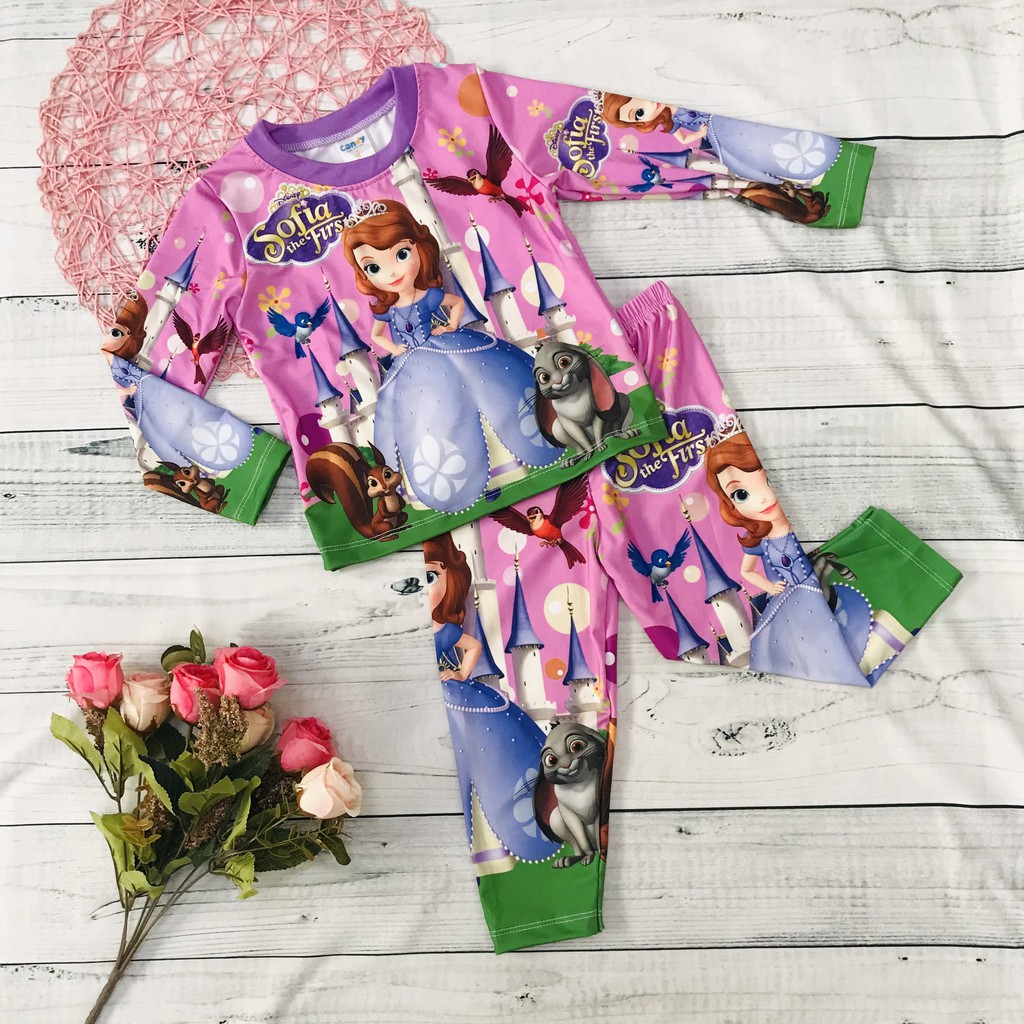 Bộ thu đông cho bé gái, quần áo trẻ em dài tay thun lạnh Sofia mềm mịn, co giãn tốt thoải mái cho bé từ 10 - 40kg