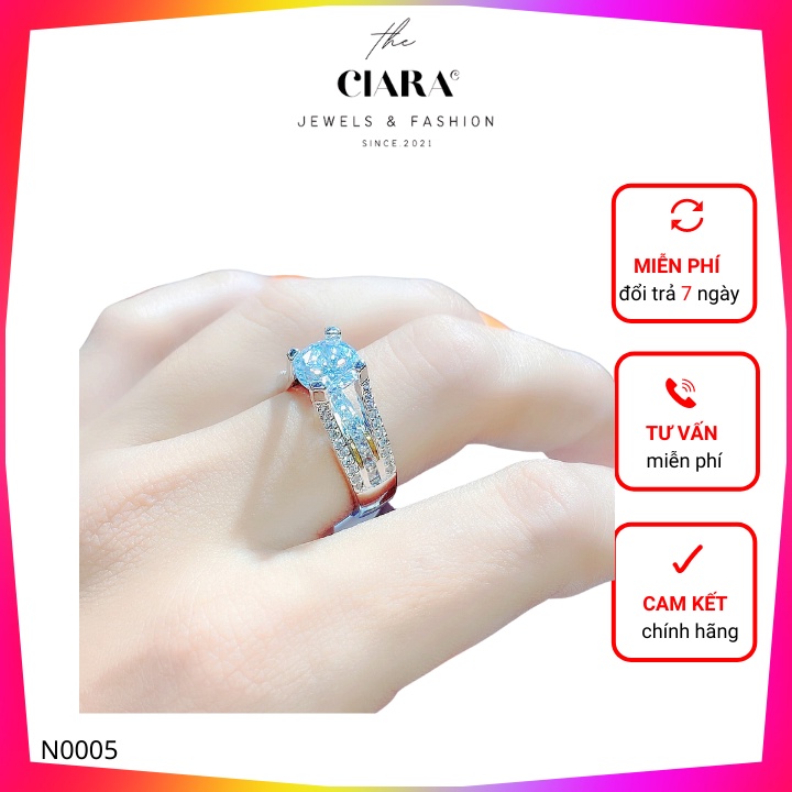 Nhẫn Nữ✨𝐌𝐀̂̃𝐔 𝐇𝐎𝐓 𝟐𝟎𝟐𝟏✨ Nhẫn CIARA Xi Mạ Vàng Trắng 18K Đính Đá CZ - Kiểu dáng Sang Trọng, Qúy Phái - N0005