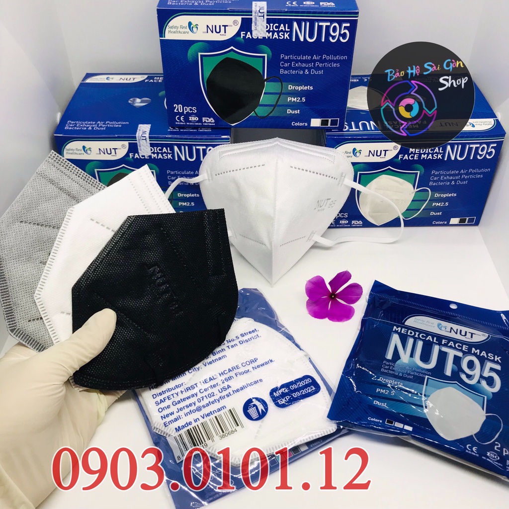 Khẩu trang n95 Nut cao cấp, Kn95 chính hãng Nutica 5 lớp kháng khuẩn (hộp 20 cái)