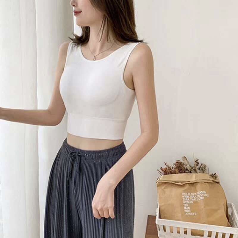 Áo Bra Nữ Thể Thao Tập Gym Croptop Ba Lỗ Cổ Tròn Có Đệm Mỏng Co Giãn PINK STORE