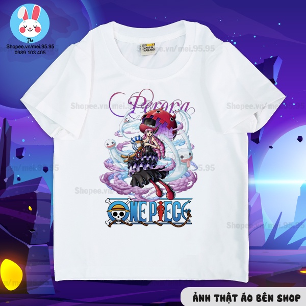 Áo one piece in hình Yamato,Nami,Robin,Boa Hancock,Perona màu trắng cổ tròn tay ngắn,áo thun one piece  arc wano