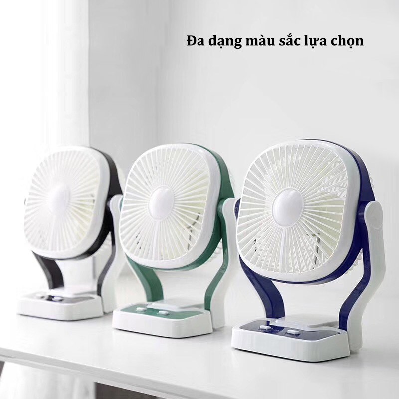 Quạt Tích Điện Mini Kiêm Sạc Dự Phòng Fortable Fan No-CMD201, Quạt Tích Điện Để Bàn Có Đèn Led