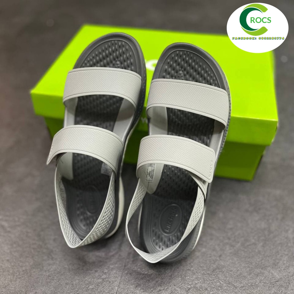 Giày sandal nhựa đi mưa chống hôi chân -Croslite-Literide 360 cho nữ màu Ghi trơn