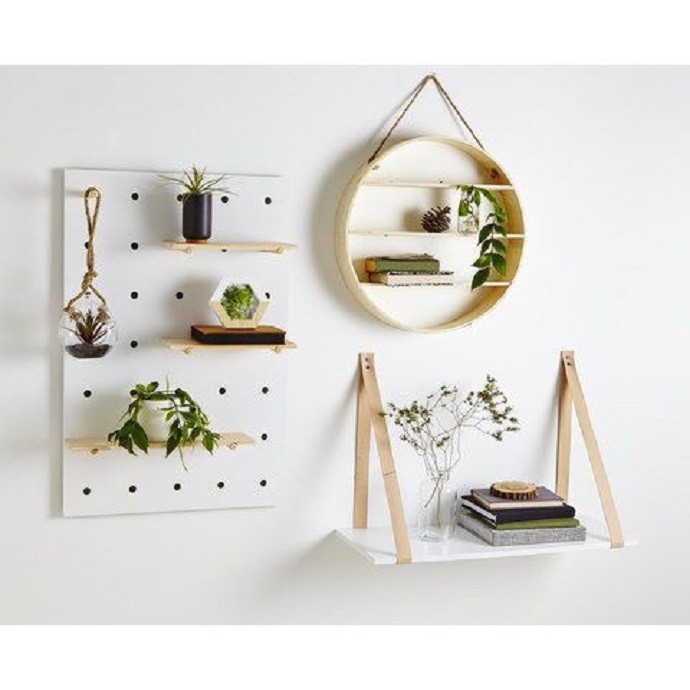 Bảng trang trí pegboard 60*40cm ❤️FREESHIP❤️ bảng gỗ trang trí, bảng chốt trang trí kèm kệ cao cấp NGON DECOR