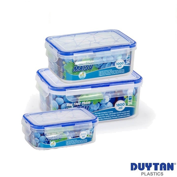 Hộp Nhựa Vuông Đựng Thực Phẩm Duy Tân Matsu dung tích 800ml (12.3 x 12.3 x 9.8 cm)