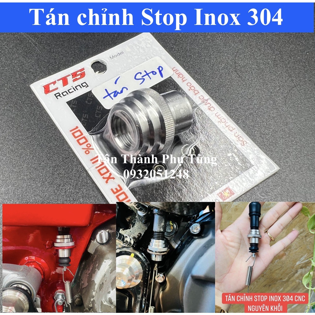 Tán chỉnh Stop Inox 304 CTS cho Wave, Dream, Future Phukienxe