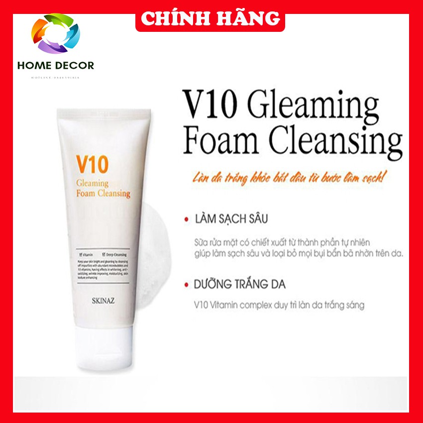 [Chính Hãng]Sữa rửa mặt SKinaz V10 Gleaming Foam Cleansing ,Sữa rửa mặt V10 Skinaz Hàn Quốc