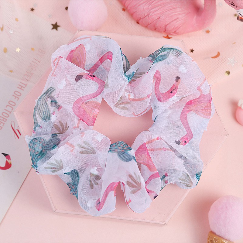 Dây cột tóc vải scrunchies hồng hạc. Phụ kiện tóc sang trọng cho bạn gái.