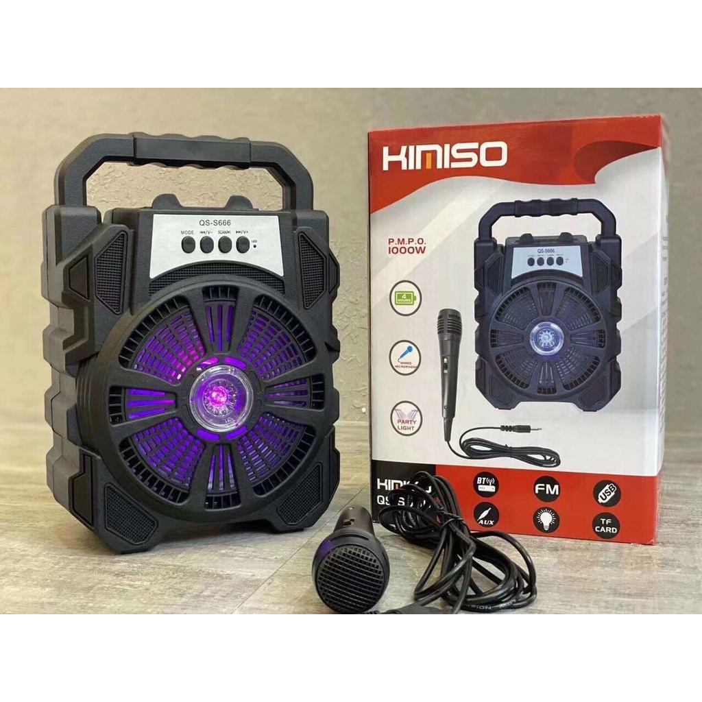 [KIMISO QS-S666] Loa Bluetooth Xách Tay Mini Tặng Mic, Bass Mid Treble Cực Căng - Bảo Hành Lỗi 1 Đổi 1