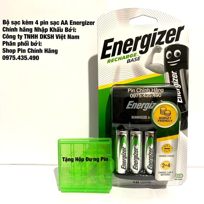 Bộ Sạc Energizer Kèm 4 Pin Sạc AA 1300 mAh - CHVC4