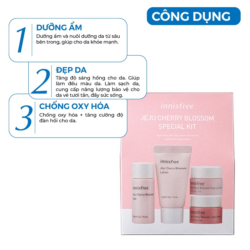 Bộ Trắng Da - Set Trắng Da Mini chiết xuất Từ Hoa Anh Đào Innisfree Jeju Cherry Blossom Kit