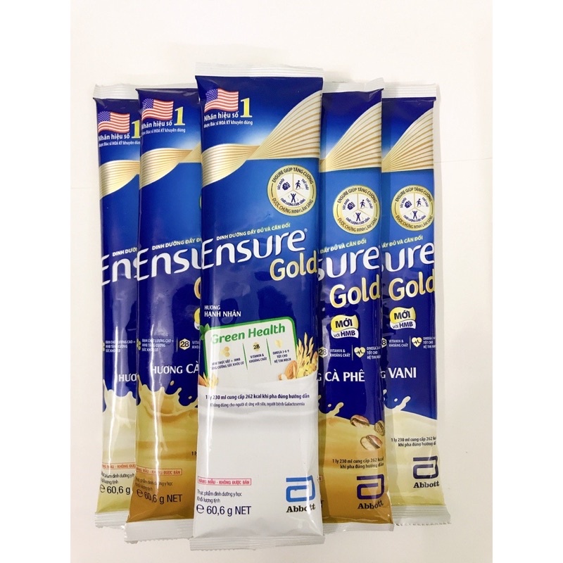 Sữa Gói Ensure 60,6 gram các vị Vani-Cafe -Hạnh Nhân - Lúa Mạch