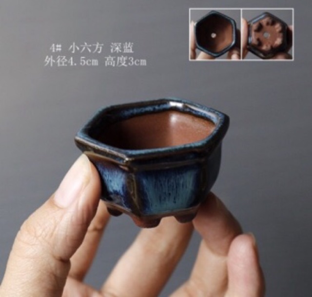 Chậu men Tầu siêu mini- chất như nước cất