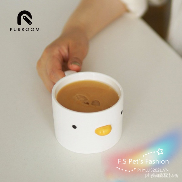Purroom Line Tô / Cốc Cà Phê / Thức Ăn / Ins Bằng Gốm Sứ Hình Gà Con Dễ Thương