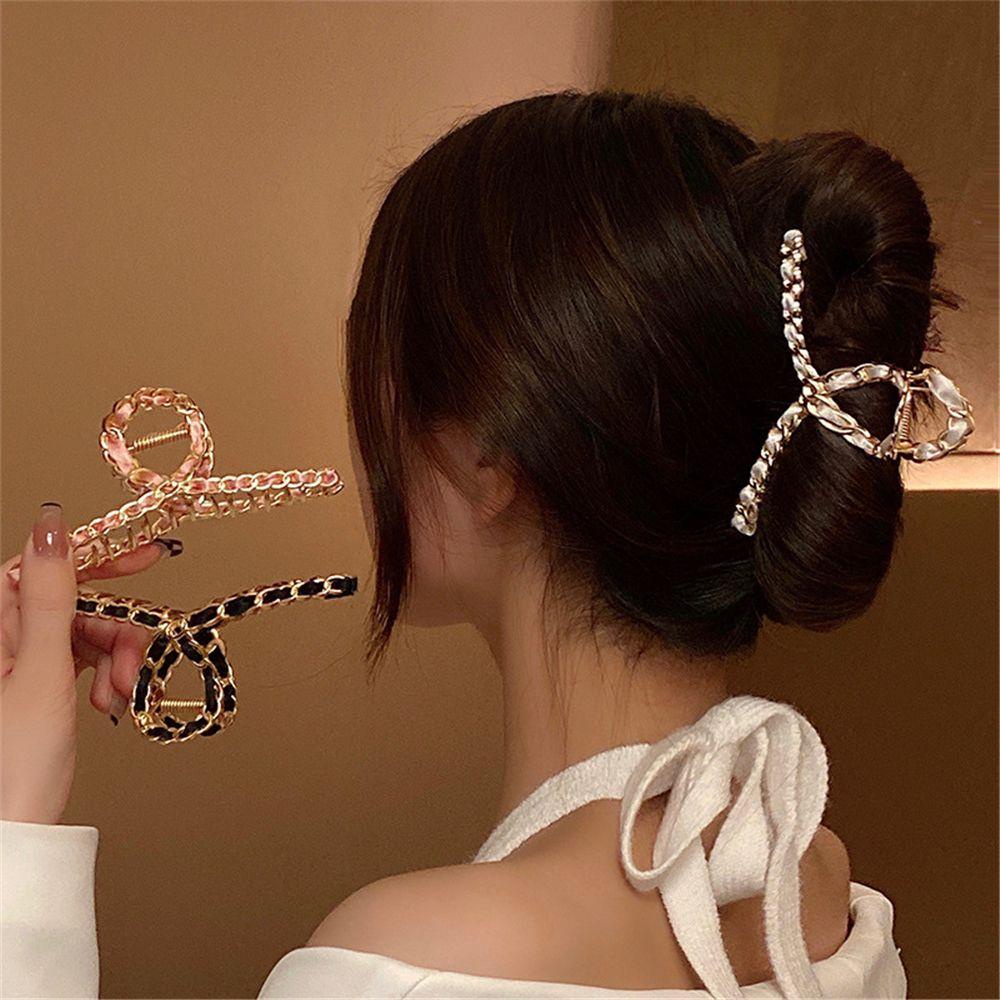 EUTUS Kẹp Tóc Càng Cua Cỡ Lớn Chống Trượt Họa Tiết Hình Học Phong Cách Vintage