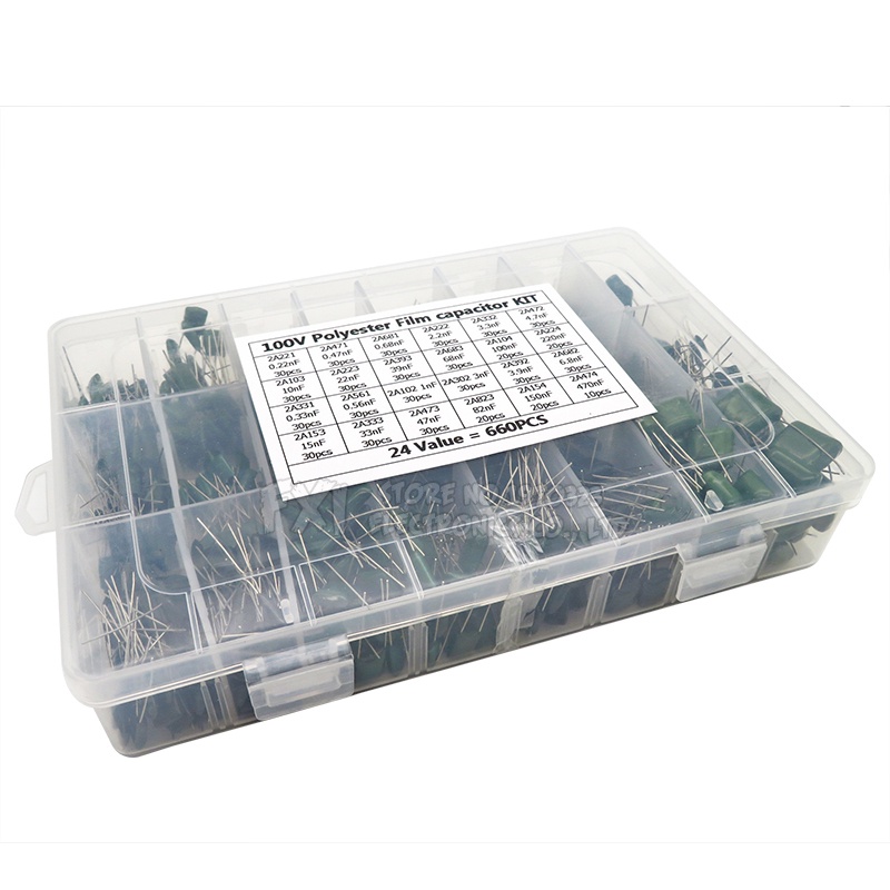Set 660 Tụ Điện 24Value 100V 2A221J Sang 2A474J 0.47nF 0.68nF 1nF 2.2nF Chuyên Dụng