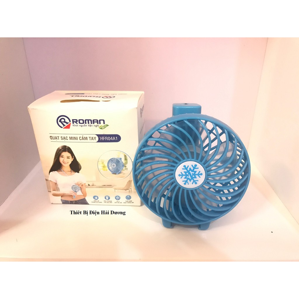 QUẠT SẠC TÍCH ĐIỆN CẦM TAY ROMAN HFR01A1 - 3  TỐC ĐỘ GIÓ - CÔNG SUẤT 4.5W