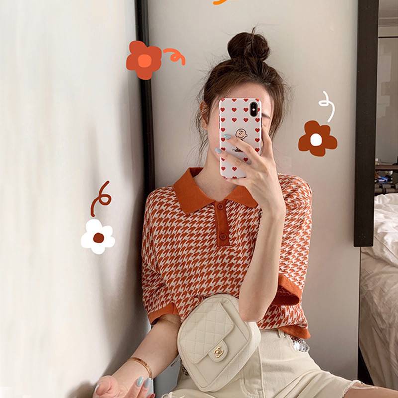 Áo Thun Polo Ngắn Tay Họa Tiết Sọc Caro Phong Cách Hàn Quốc Cổ Điển Thời Trang Cho Nữ 2021 | BigBuy360 - bigbuy360.vn