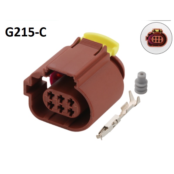 G215-Giắc cắm dùng cho bộ trợ lực tay lái bơm trợ lực 6 lỗ 1.5mm màu nâu