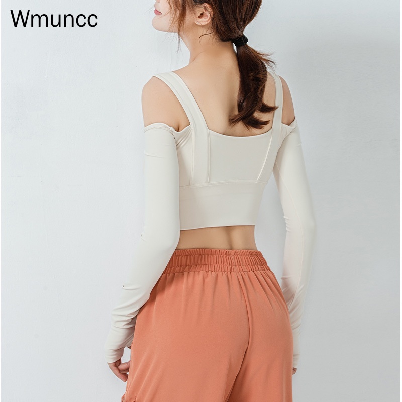 Wmuncc Đồ tập gym Tay Dài Có Đệm Ngực Thời Trang Cho Nữ