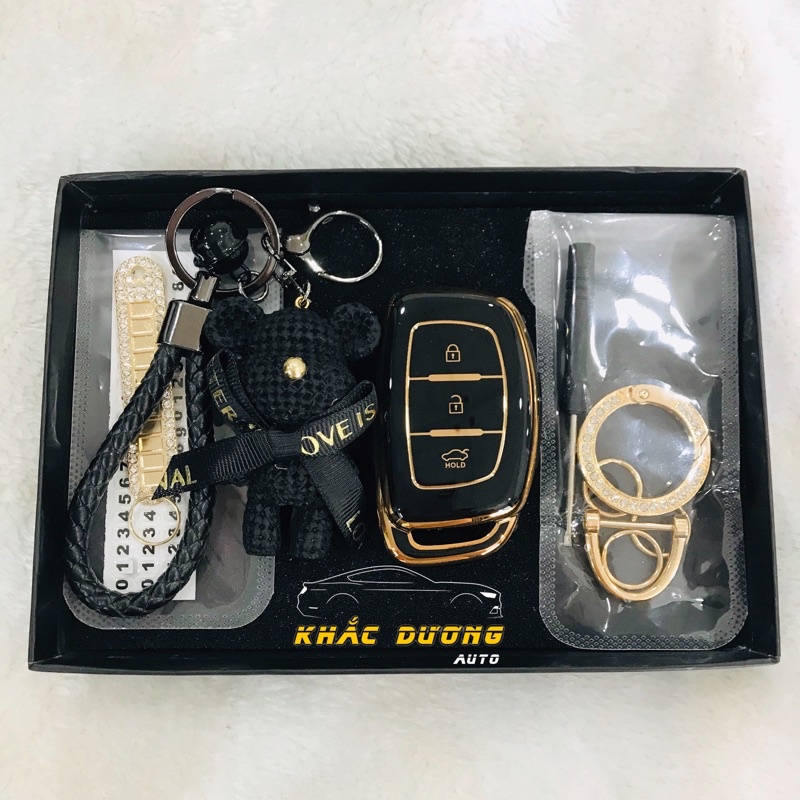 Ốp chìa khoá Hyundai i10 Elantra Tucson TPU đính đá nhân tạo cao cấp sang trọng