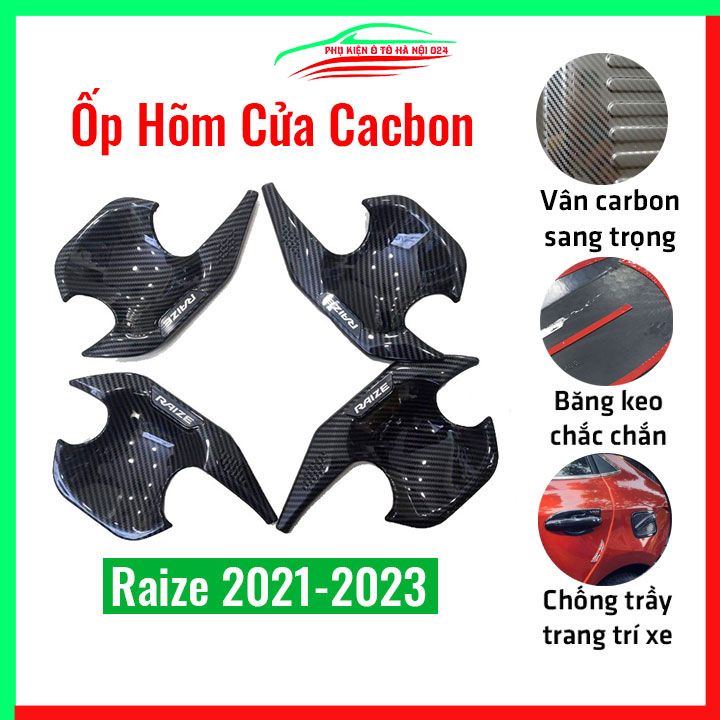 Ốp hõm cửa Raize 2021-2023 vân cacbon chống trầy trang trí xe
