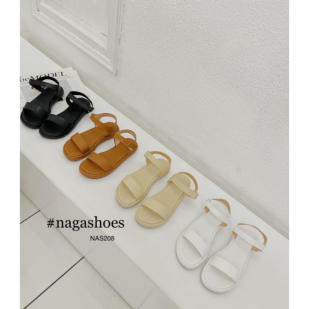 GIÀY SANDAL NAGASHOES QUAI NGANG KHÓA DÁN 2CM NAS208