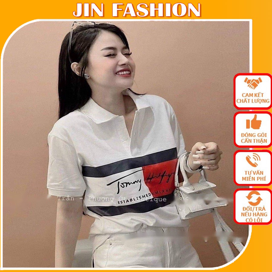 Áo thun polo Tommy Hilfiger cổ bẻ phối kẻ đen đỏ siêu đẹp, chất siêu mát JIN_HOT1