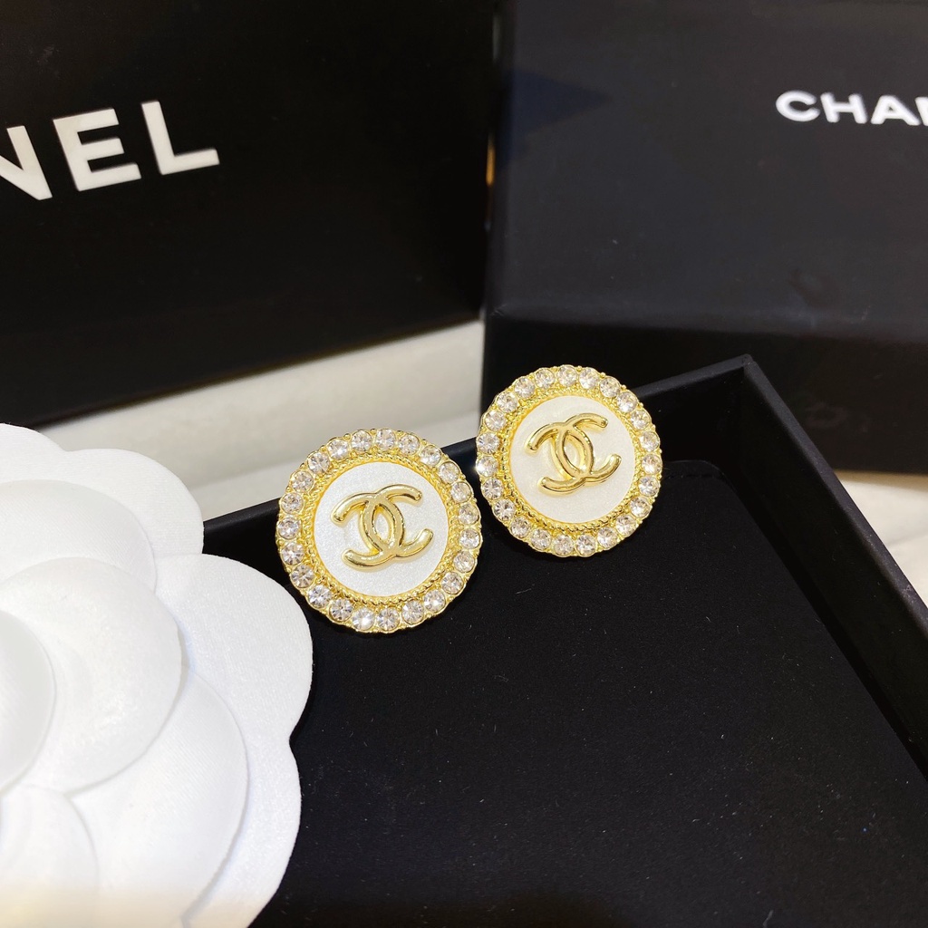 Bông tai nữ đính đá và ngọc châu nhân tạo cá tính Ròm House kiểu dáng bông tai thương hiệu cực kỳ sang chảnh - ms04517