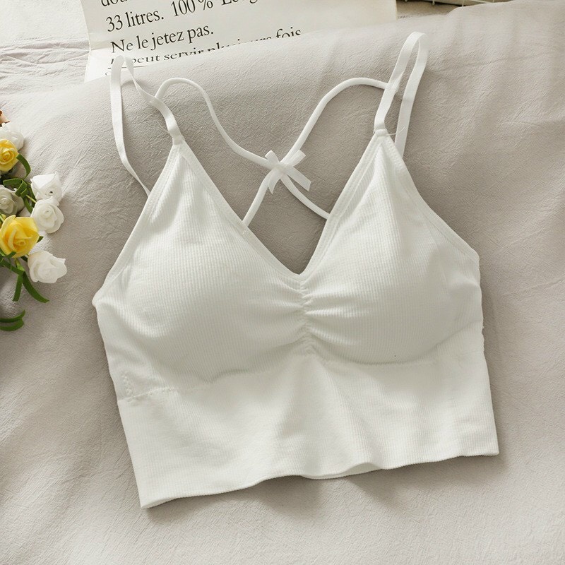 Áo bra nữ áo lót len tăm lưng đan chéo kiểu dáng thể thao trẻ trung freesize mã 088