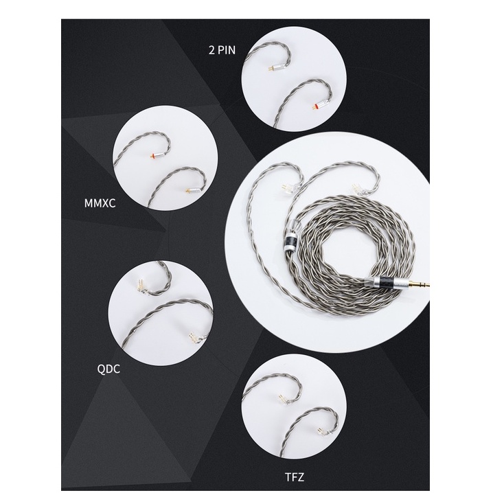 Dây Cáp Tai Nghe Thay Thế 4 Lõi Đồng Mạ Bạc 2.5mm 3.5mm 4.4mm Sang MMCX 0.78mm 2Pin QDC TFZ HIFI