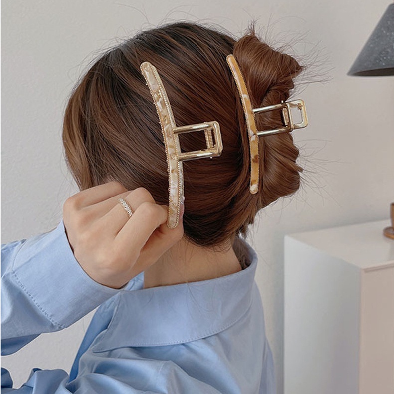 Kẹp Tóc Cỡ Lớn Bằng Hợp Kim Phong Cách Hàn Quốc Đơn Giản Dành Cho Nữ