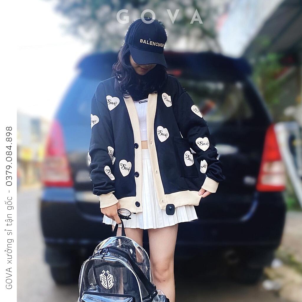 Áo khoác nỉ Cardigan SWE Ulzzang form rộng Unisex bông 2 lớp GOVA Mẫu Hot vừa về XƯỞNG SỈ GOVA