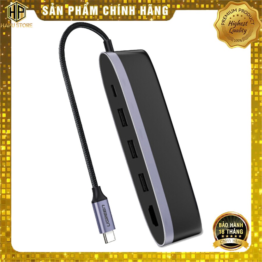 Hub đa năng USB-C to HDMI + Hub USB 3.0 + sạc Type C Ugreen 50990 cao cấp - Hapustore