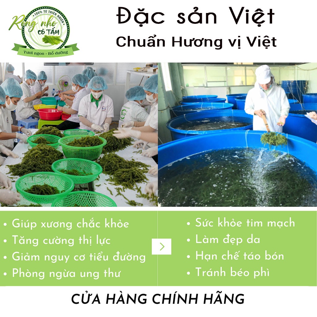 Rong nho Green Food, tác dụng của rong nho, rong nho khô - Túi zipper 100g, 𝑭𝑹𝑬𝑬𝑺𝑯𝑰𝑷, đặc sản Việt(mua 2 tặng nước sốt)