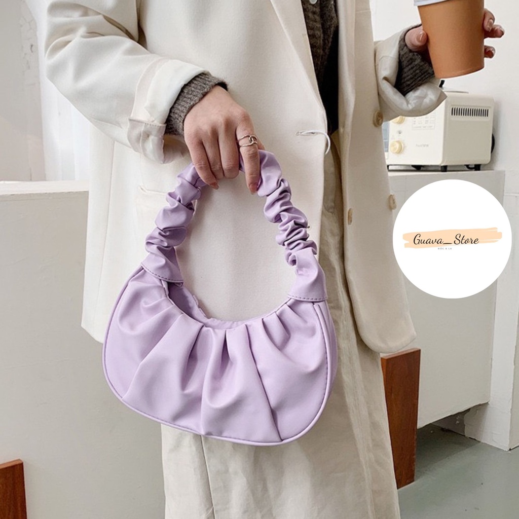 Túi Xách Kẹp Nách Đeo Vai Trẻ Trung Da Mềm Xếp Li Quai Nhún Sang Trọng Phù Hợp Đi Chơi Đi Tiệc