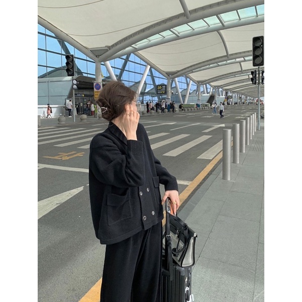 ÁO LEN DÁNG NGẮN MÀU ĐEN NỮ PHONG CÁCH HÀN QUỐC ULZZANG