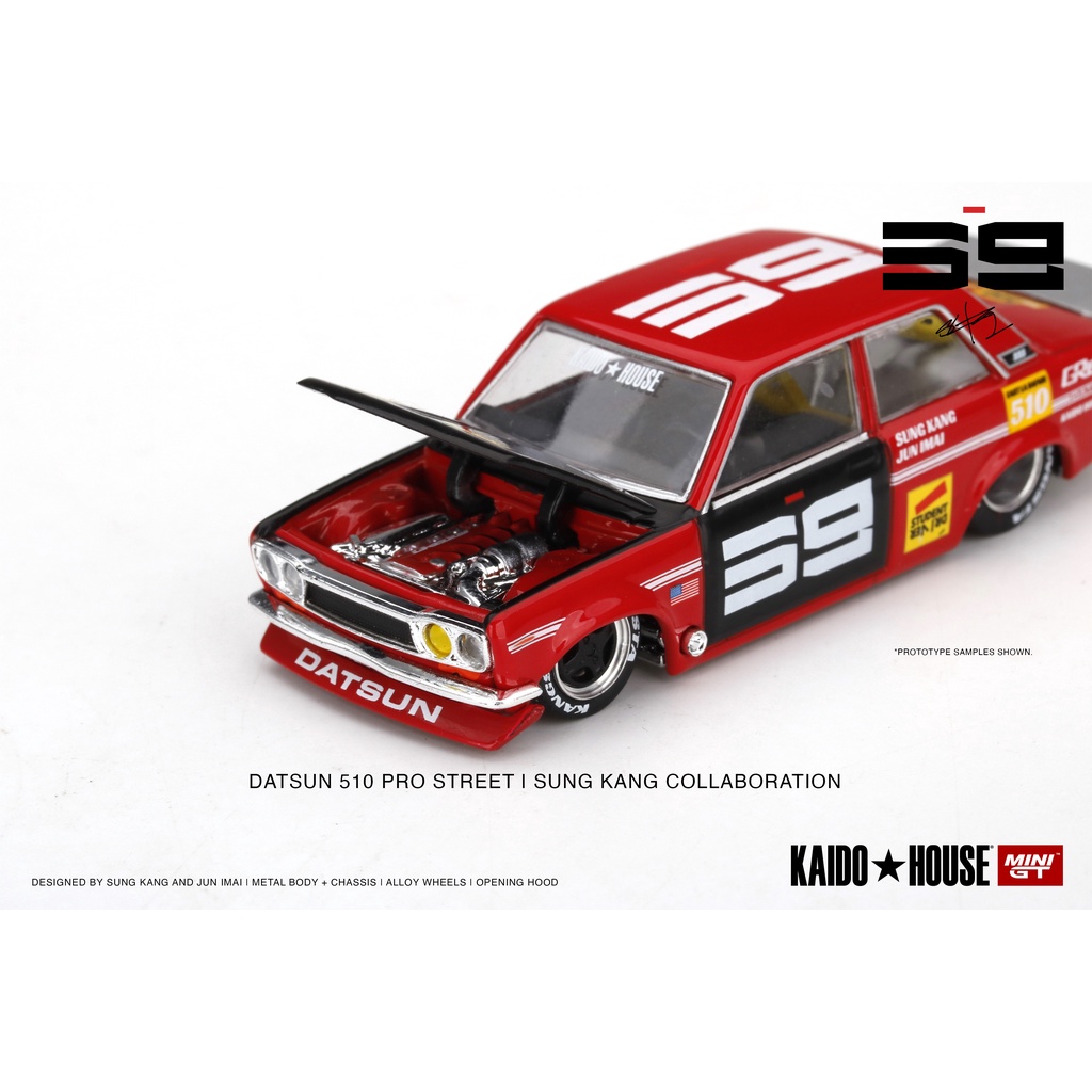 Xe Mô Hình Datsun 510 Pro Street  1/64 KAIDO HOUSE/ MiniGT (Đỏ và Cam)