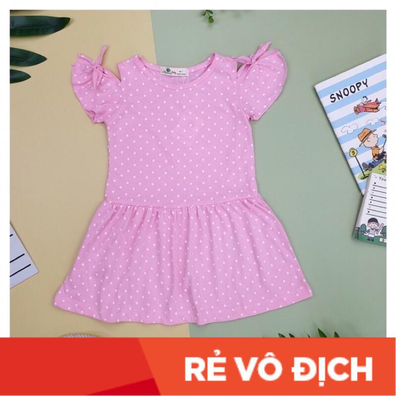 Váy cotton bé gái nơ tay size 1-10, cho bé 10-32kg. Chất cotton mềm mịn, thấm hút mồ hôi