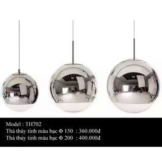 Đèn thả cầu màu bạc kín
