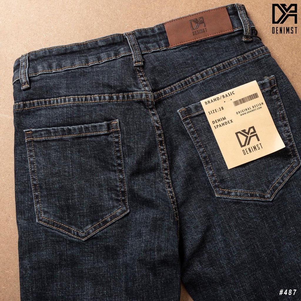 Quần jean nam xanh đậm trơn slim fit, quần bò nam đẹp DENIMST 487 | BigBuy360 - bigbuy360.vn