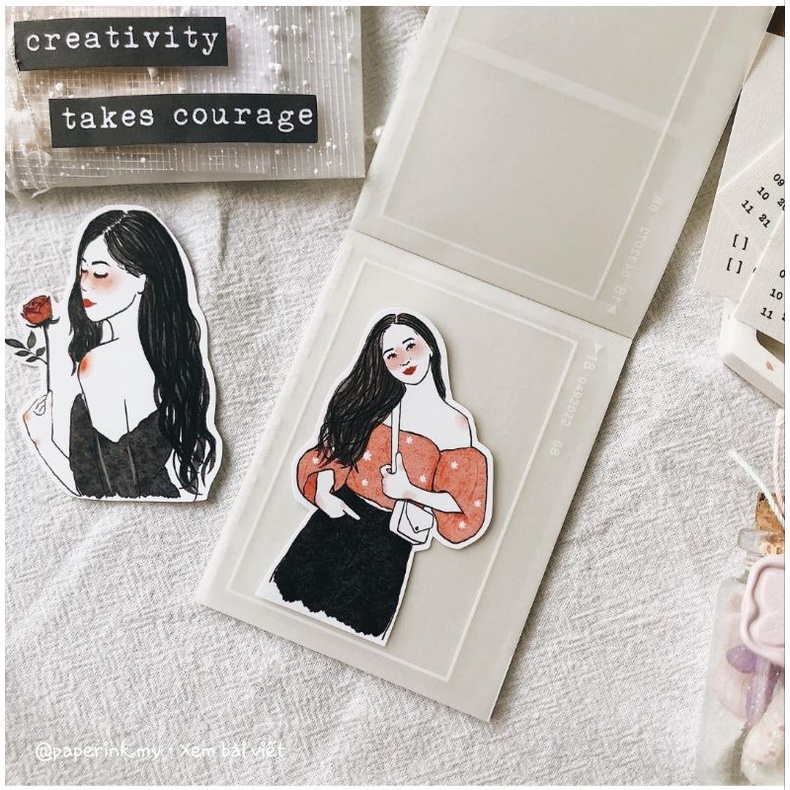 Krisna.room ♡ Jenny Studio- Set gồm 20 hình sticker cô gái mùa hè trang trí sổ