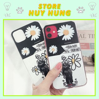 Ốp lưng iphone hoa cúc cao cấp, chống sốc, lưng nhám, viền trong