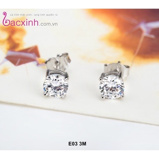 Bông tai bạc Ý 925 Bạc xinh Huệ Ngân- Hoa đá E03