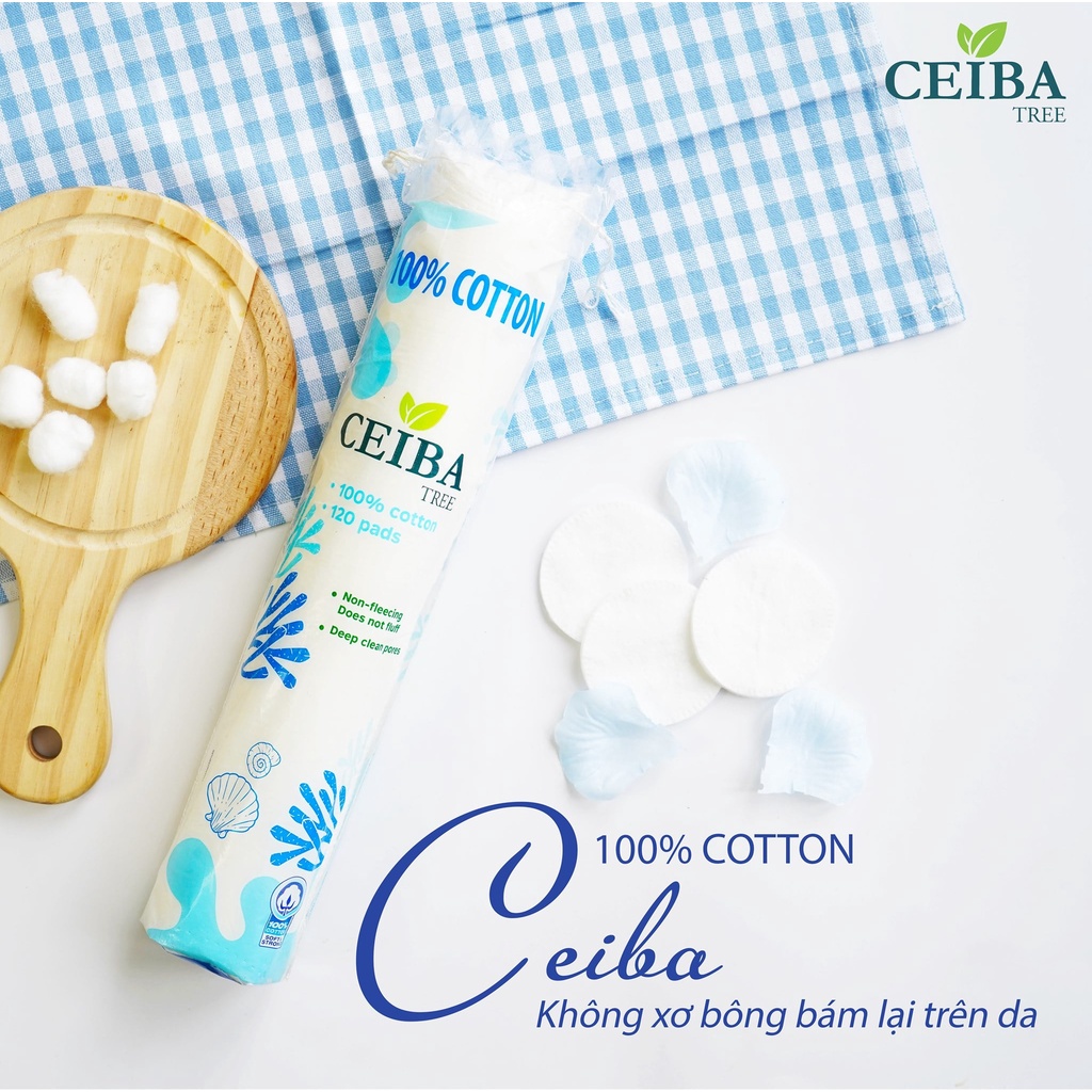 Bông Tẩy Trang Ceiba 100% Cotton Siêu Tiết Kiệm Dung Dịch 140 Miếng